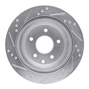 Infiniti G35 Brake Rotor (1) - Rear Right - R1 Concepts - Drilled & Slotted - Silver - `02-`25